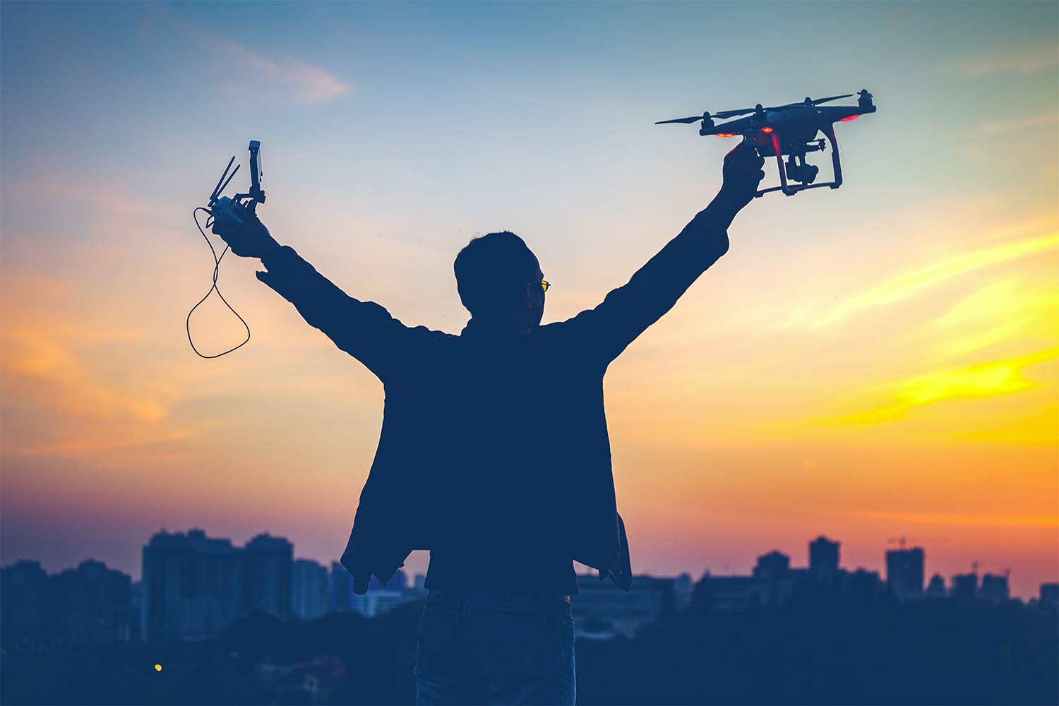 Image of man happy with his drone