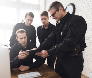 Photo of policemen talking